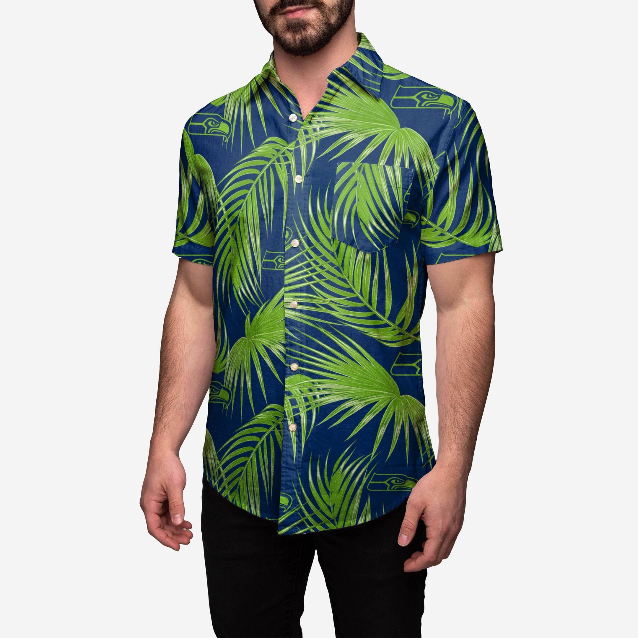 Seattle Seahawks Hawaiian Button Up Shirt - Funnymugsandshirts Fashion