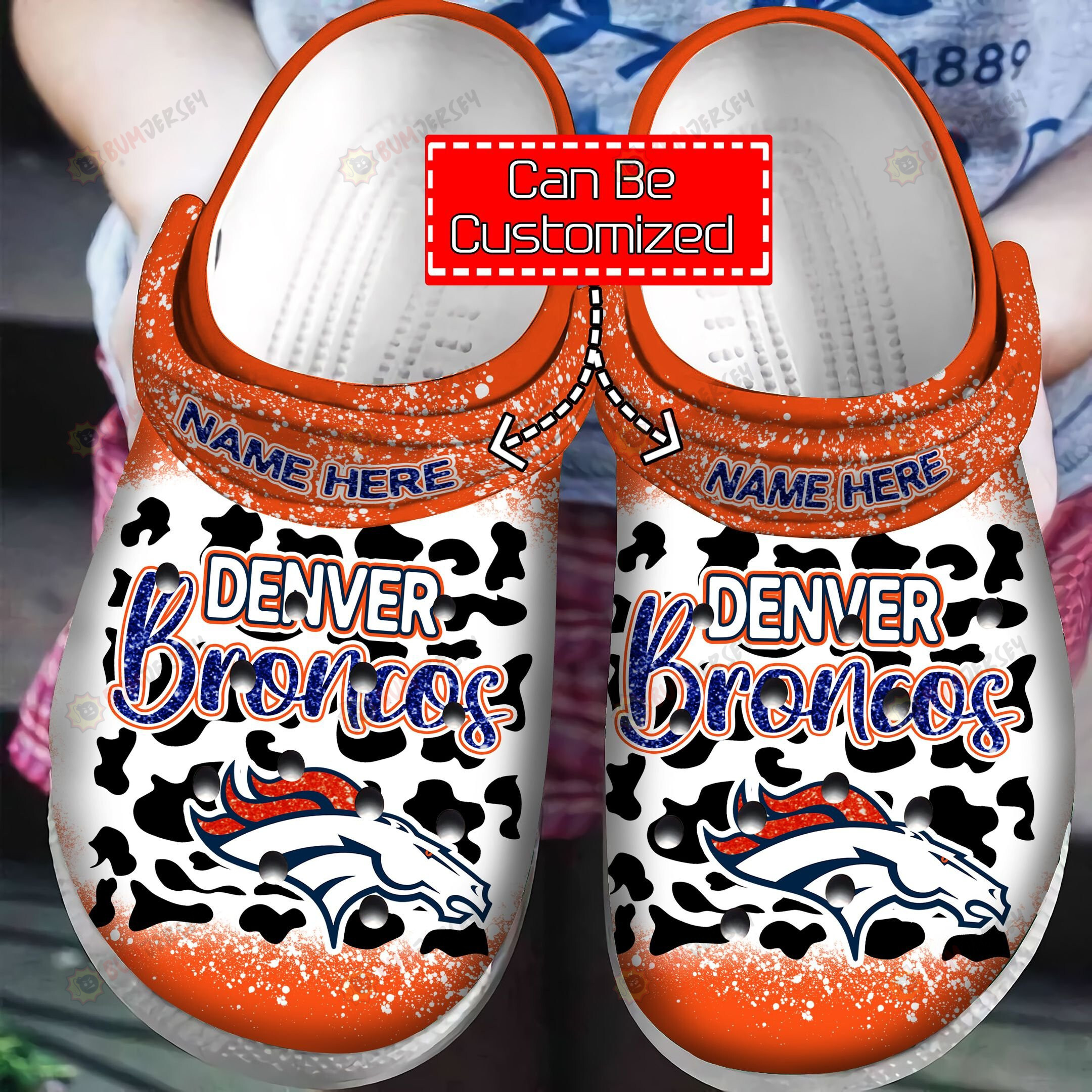 Denver Broncos Leopard Pattern Custom Name Crocs Crocband Clog Comfortable Water Shoes – Aop Clog