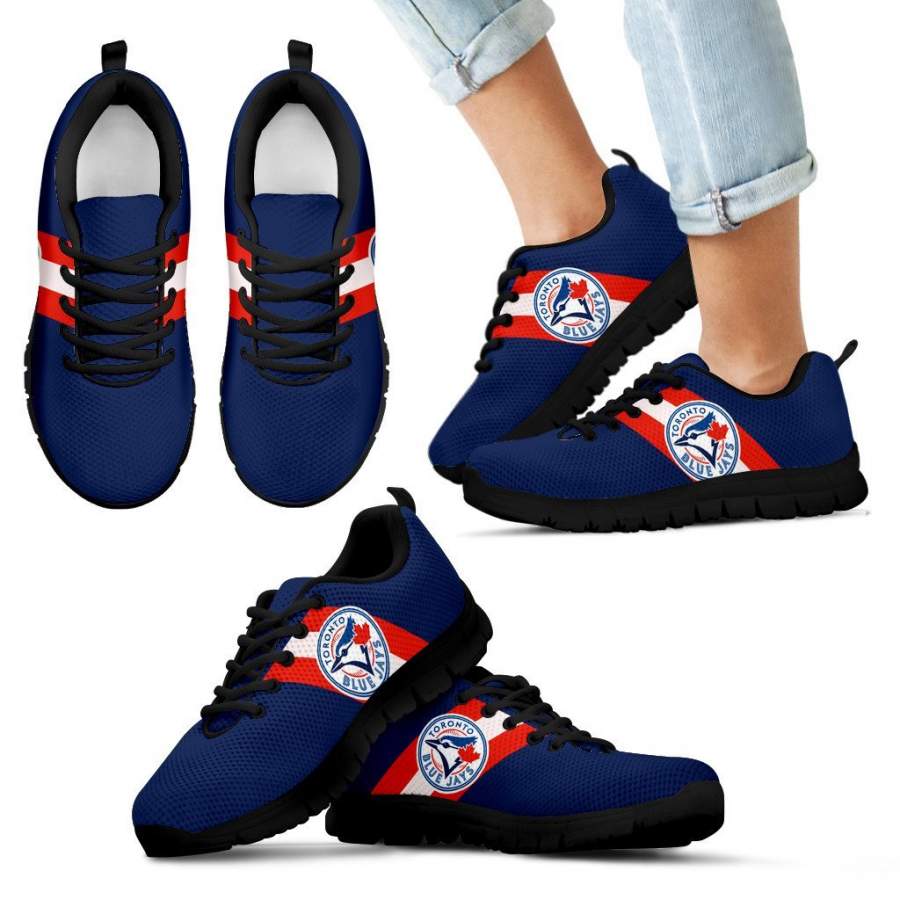 Three Colors Vertical Toronto Blue Jays Sneakers