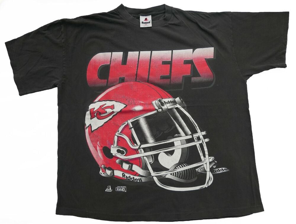 Vtg 1994 Chiefs Helmet Kansas City Ridell P T Shirt 2