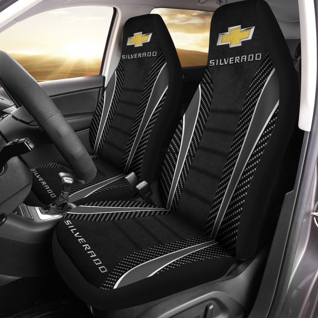 Chevrolet Silverado Dvt-Nh Car Seat Cover (Set Of 2) Ver 2 (Black)