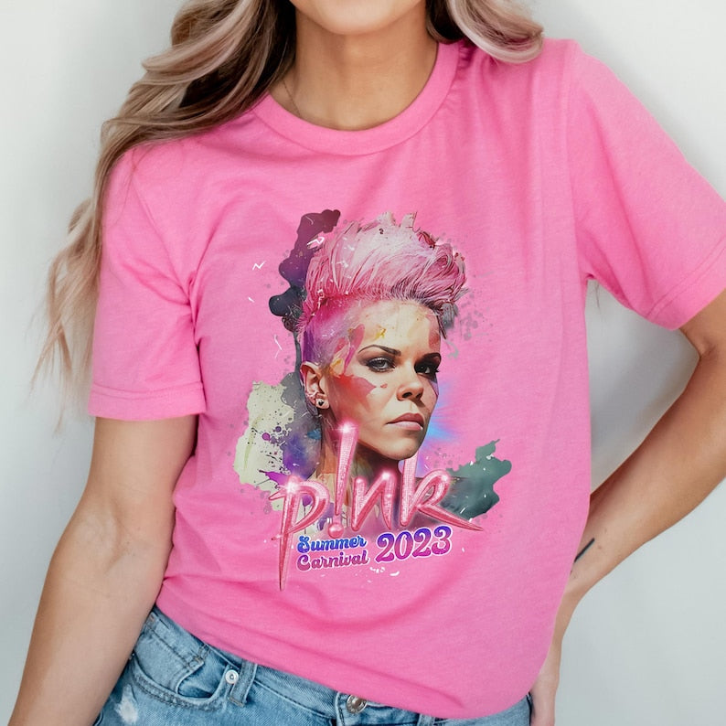 Pink P!Nk Singer Summer Carnival 2023 Tour T-Shirt, Trust Fall Album Shirt, Pink Tour Shirt, Music Tour 2023