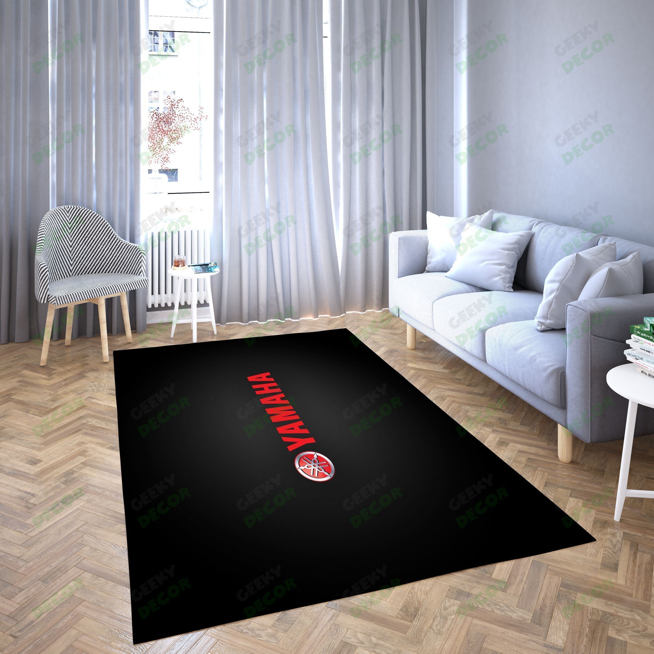 Yamaha Logo Black And Red Mix Carpet Living Room Area Rug