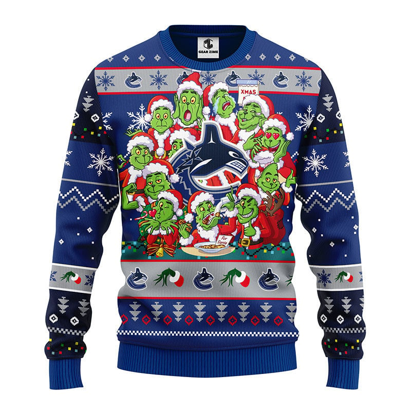 Vancouver Canucks 12 Grinch Xmas Day Ugly Christmas Sweater