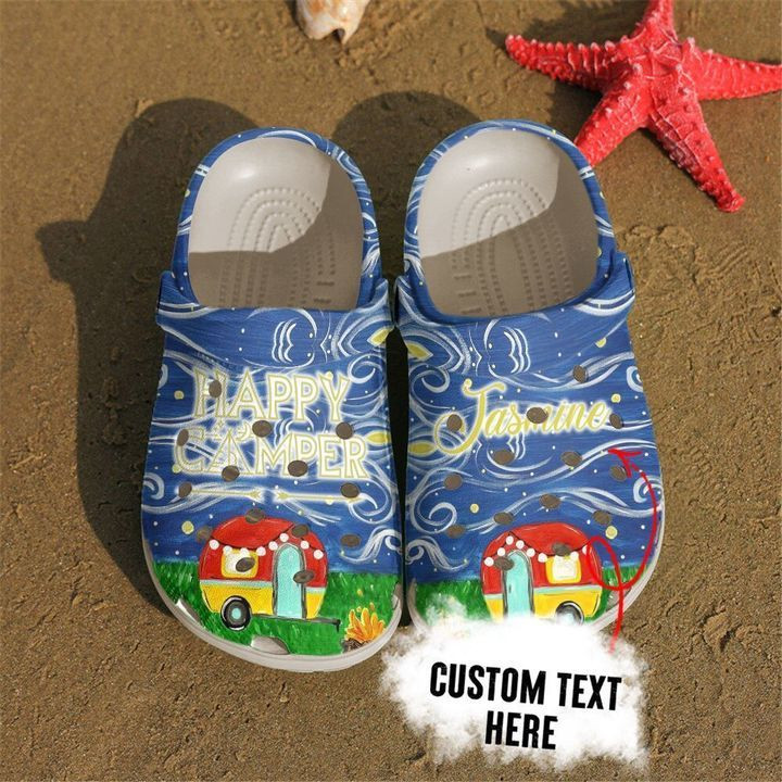 Camping Personalized Happy Camper At Night Crocss Crocband Clog Comfortable For Mens Womens Classic Clog Water Shoes