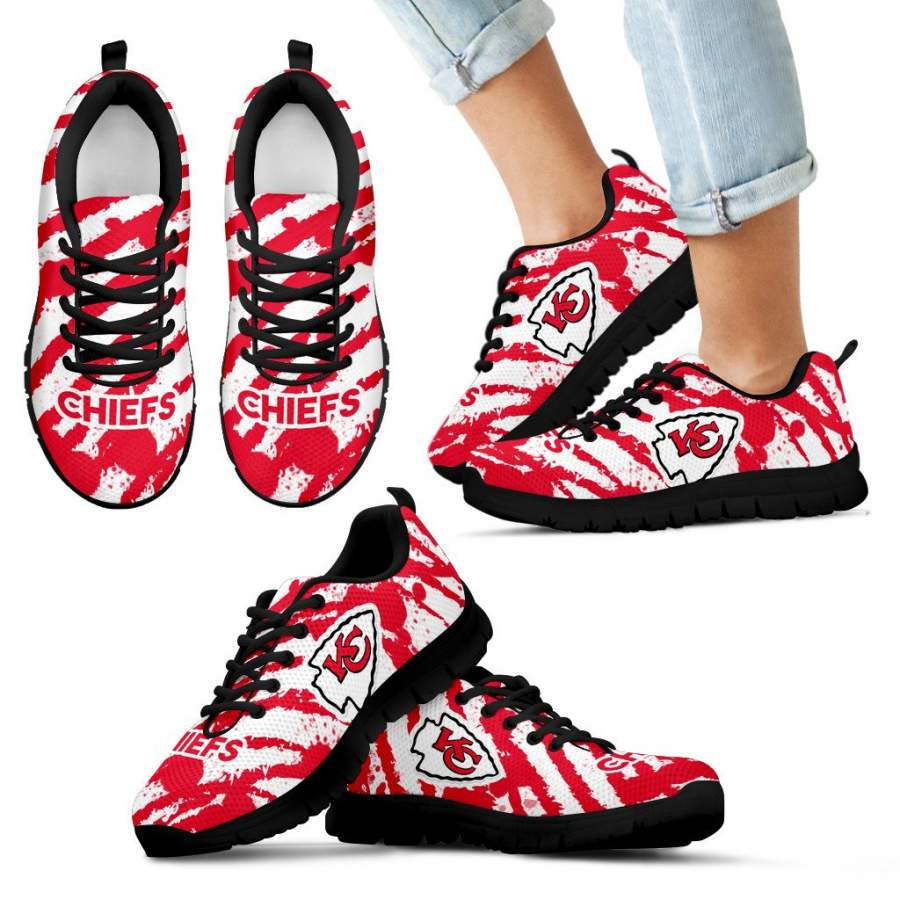 Stripes Pattern Print Kansas City Chiefs Sneakers