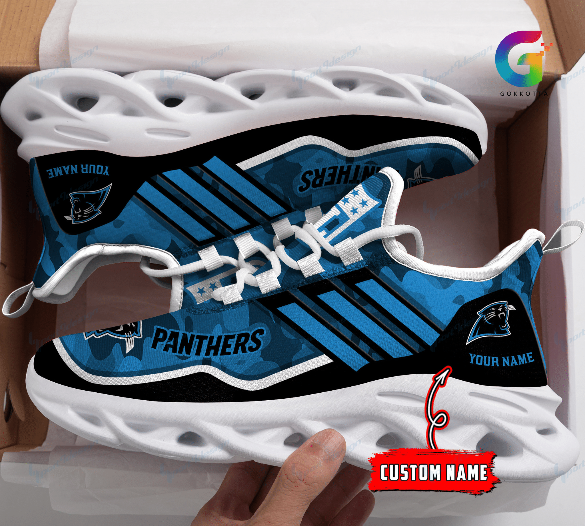 Carolina Panthers Personalized Yezy Running Sneakers Bg329