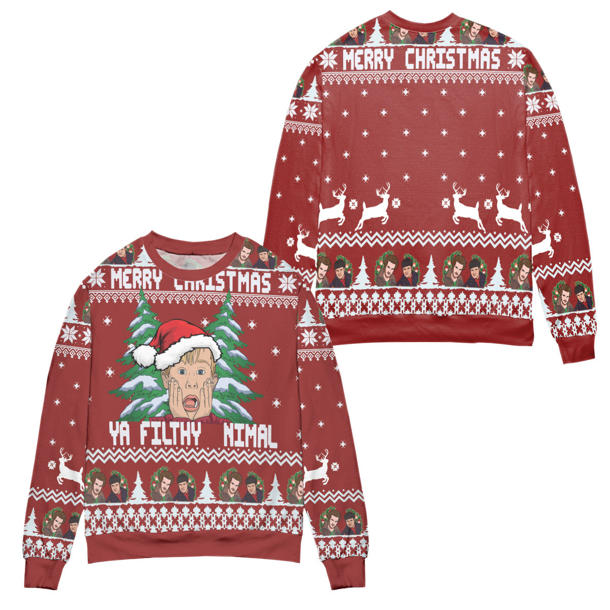 Home Alone Merry Christmas Ya Filthy Nimal Ugly Christmas Sweater – All Over Print 3D Sweater – Red