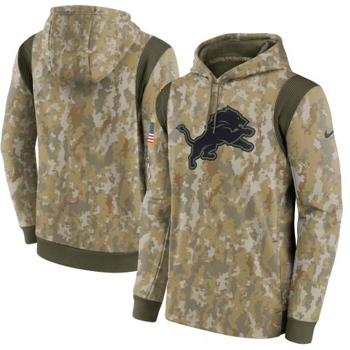 Detroit Lions 2021 Salute To Service Therma Performance Pullover Hoodie – Camo