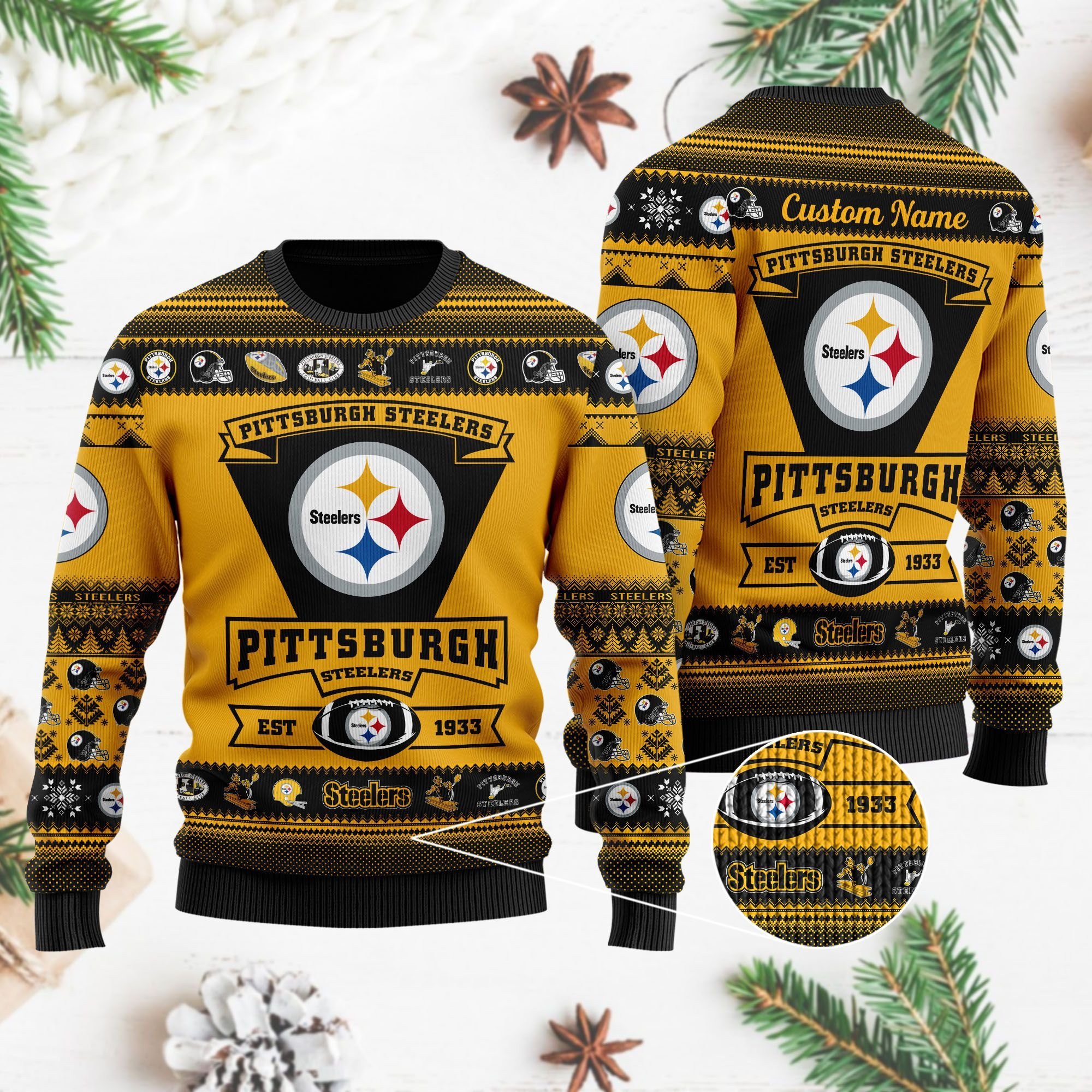 Pittsburgh Steelers Football Team Logo Personalized Ugly Christmas ...