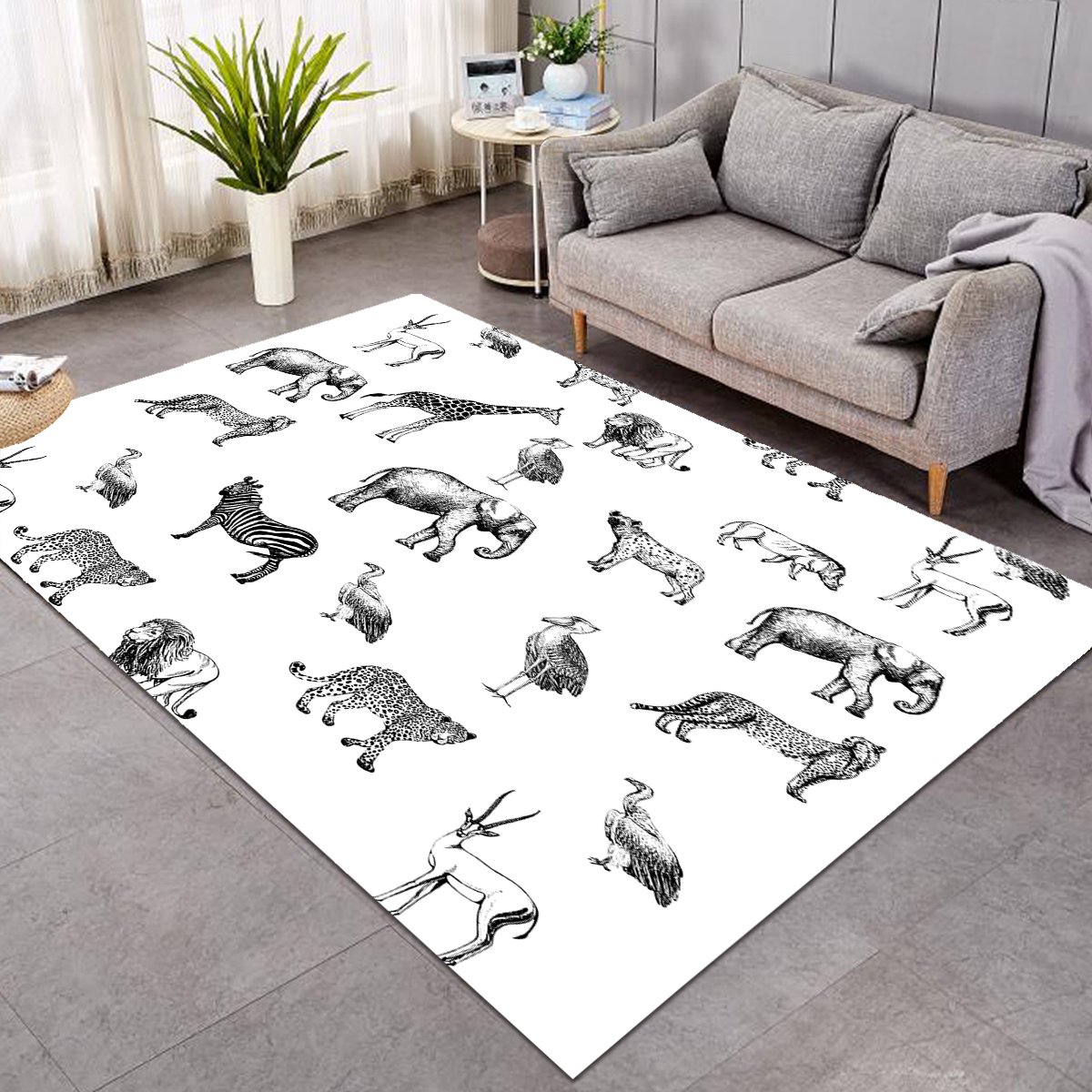 Animal Patterns White SW1544 Rug