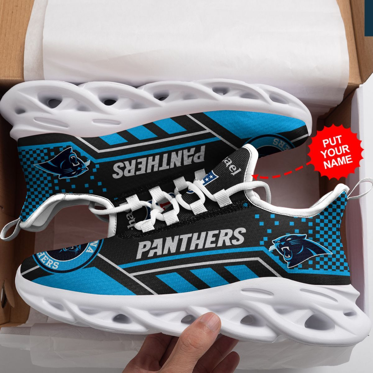 Carolina Panthers Custom Name  Max Soul Sneaker Shoes For Fan