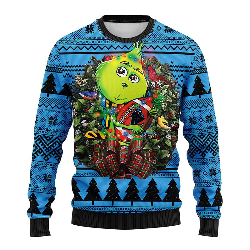 Carolina Panthers Grinch Hug Ugly Christmas Sweater