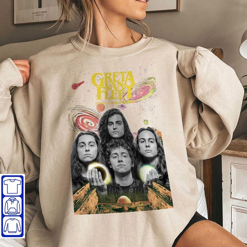 Greta Van Fleet Shirt, Greta Van Fleet Merch, Greta Van Fleet Tshirt, Retro Greta Van Fleet Shirt, Dream In Gold Tour 2023 Tshirt