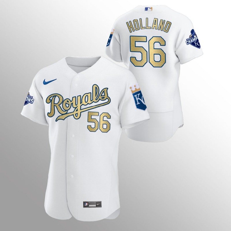 Kansas City Royals Greg Holland White 2015 World Series Champions Nike Jersey – All Stitched, Embroidery