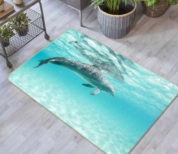 3D Dolphin Animal Clear Ocean Area Rug Home Decor