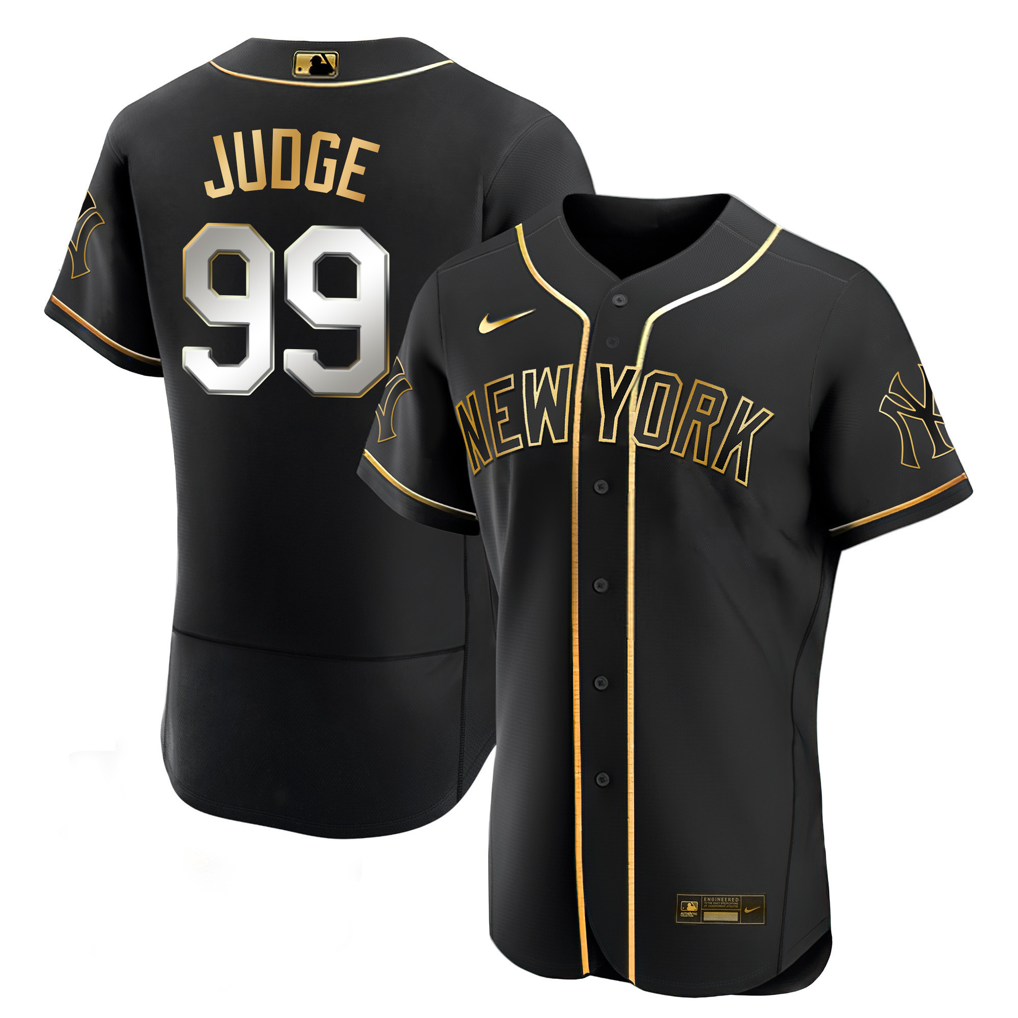 Men’S New York Yankees Black Limited & Gold Jersey – All Stitched