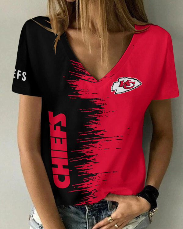 Kansas City Chiefs Summer V-Neck Women T-Shirt Bg16