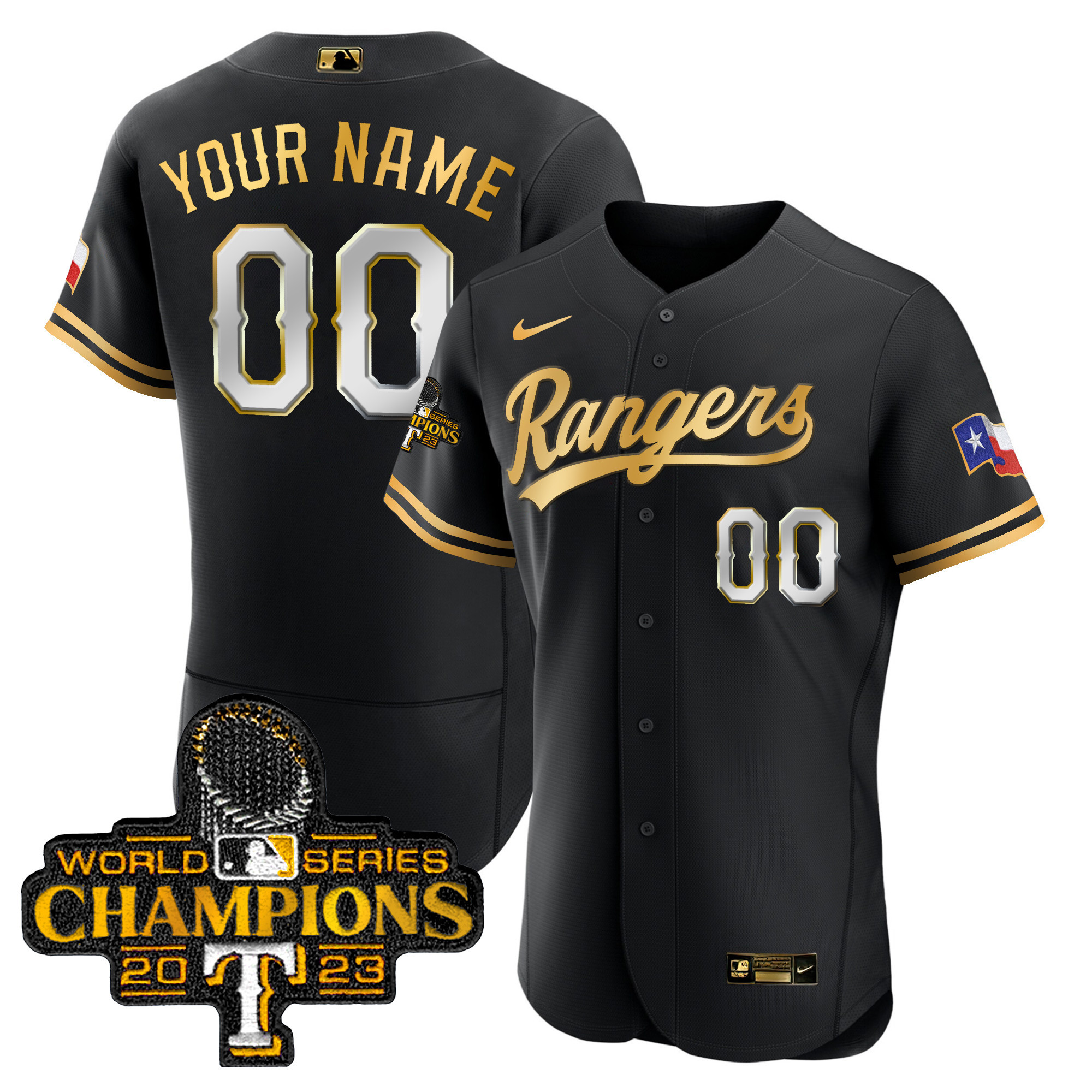 Texas Rangers 2023 World Series Champions Flex Base Custom Jersey V3 – All Stitched