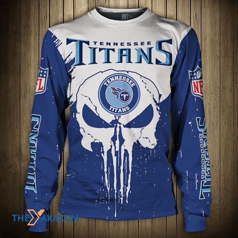 Tennessee Titans Skull Print Gift Nfl Sweatshirt Long Sleeve Crewneck Casual Pullover Top