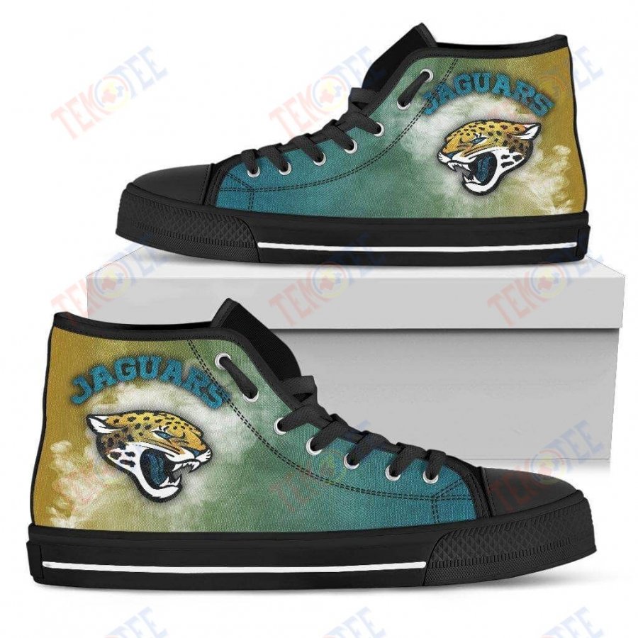 Mens Womens Jacksonville Jaguars High Top Shoes White Smoke Vintagetop Quality TMT632