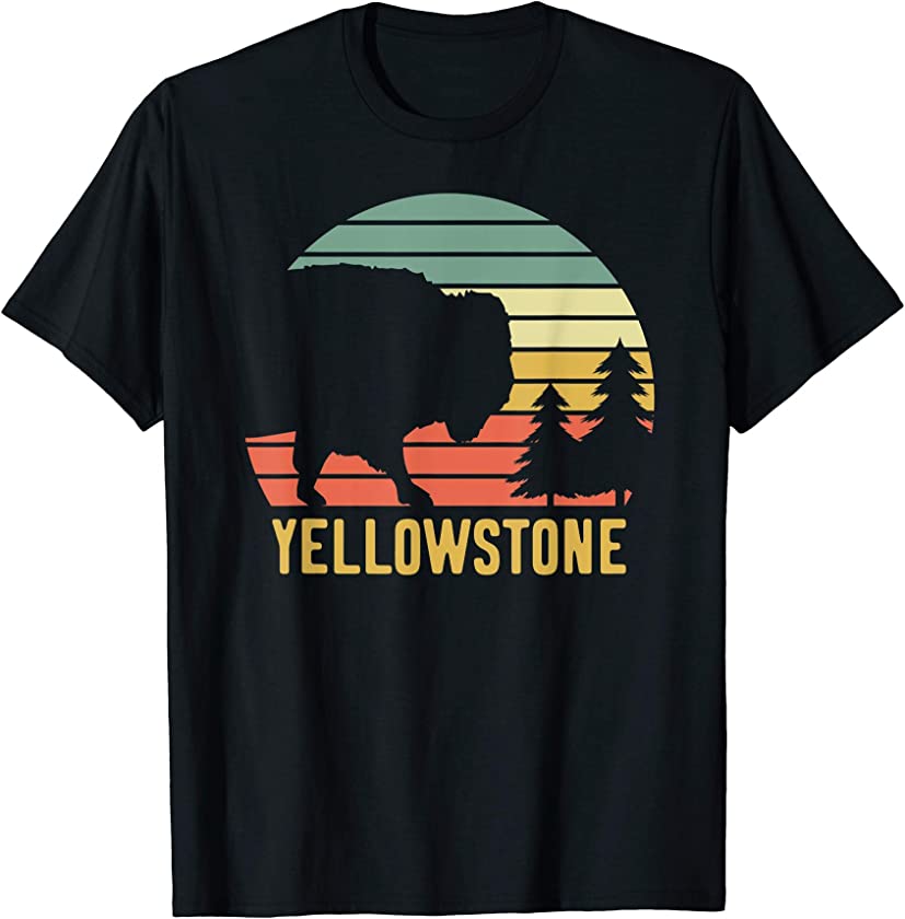 Vintage Yellowstone National Park Retro Travel Buffalo Bison T-Shirt