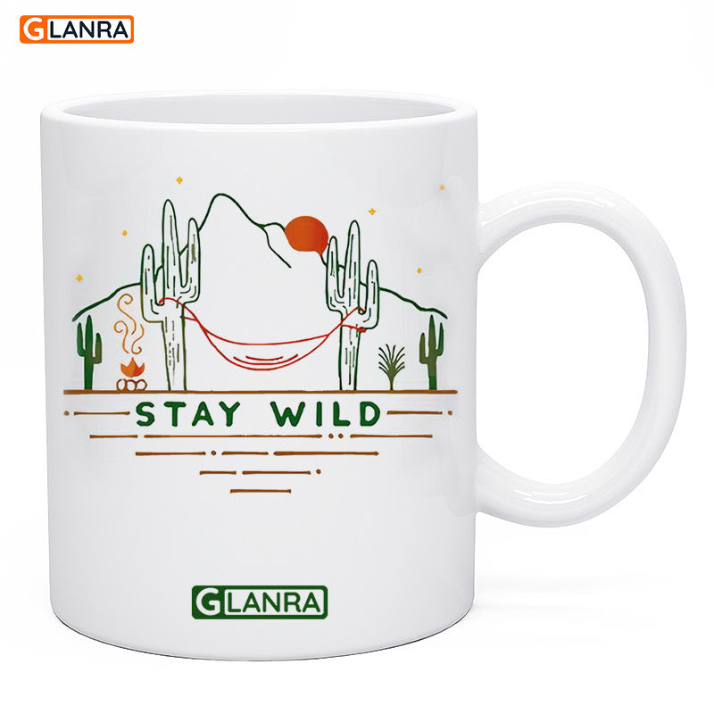 Teeshirtsummer X Stay Wild Mug, Camping Mug, Camper Mug, Cactus Mug, Tree Camping Mug Cemaric Mug, Coffee Cup