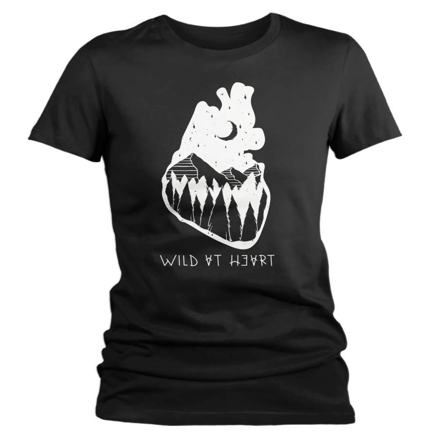 Women’s Hipster Wild At Heart Shirt Mountains T-Shirt Grunge Camping Vintage Wanderlust T Shirt