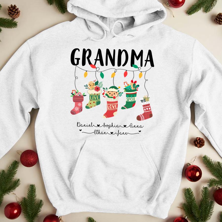 Lovelypod - Hoodie Shirt, Grandma Live Love Spoil Christmas Shirt, Custom Grandma Gift Shirt