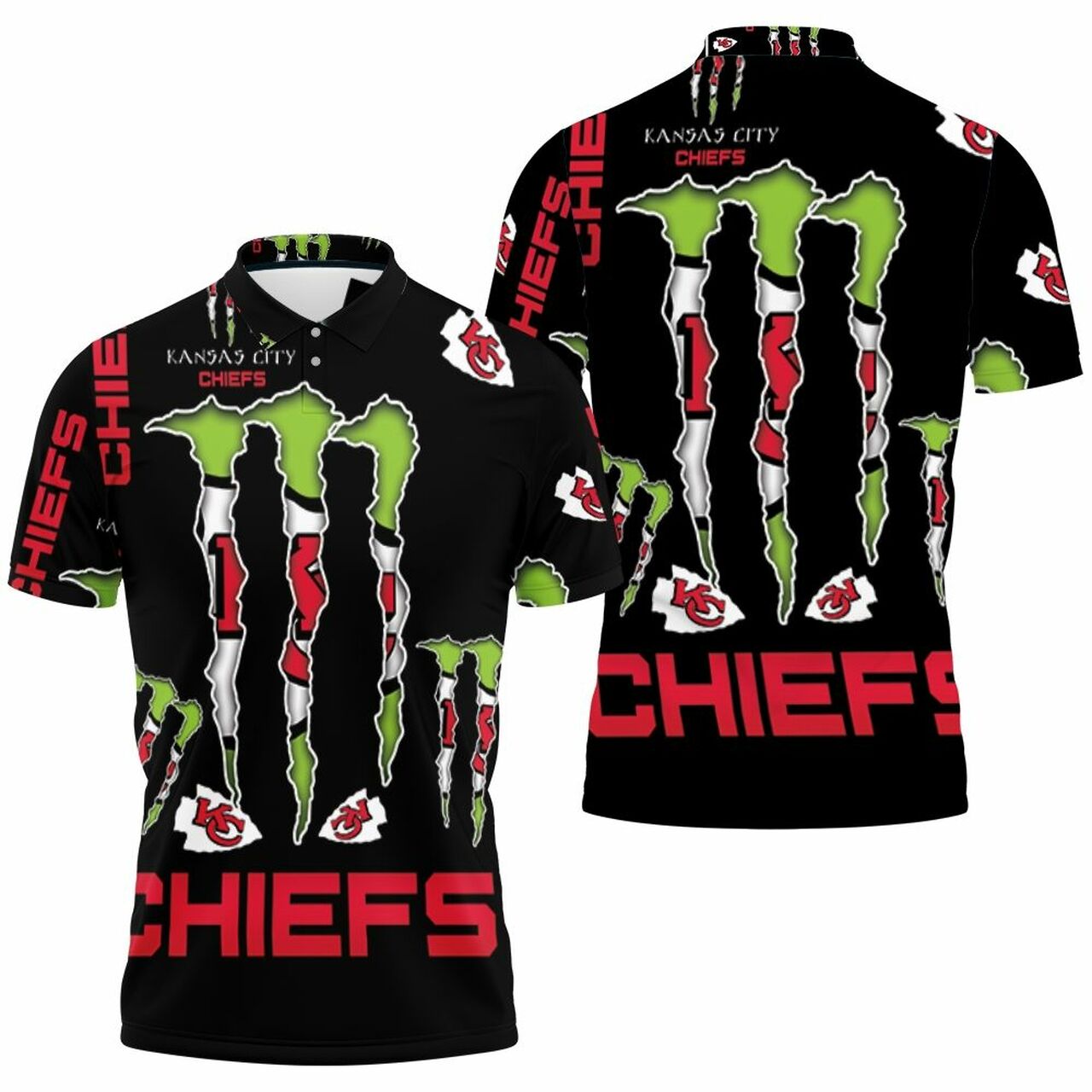 Monster Energy Logo For Lovers Kansas City Chiefs Polo Shirt Model A21654