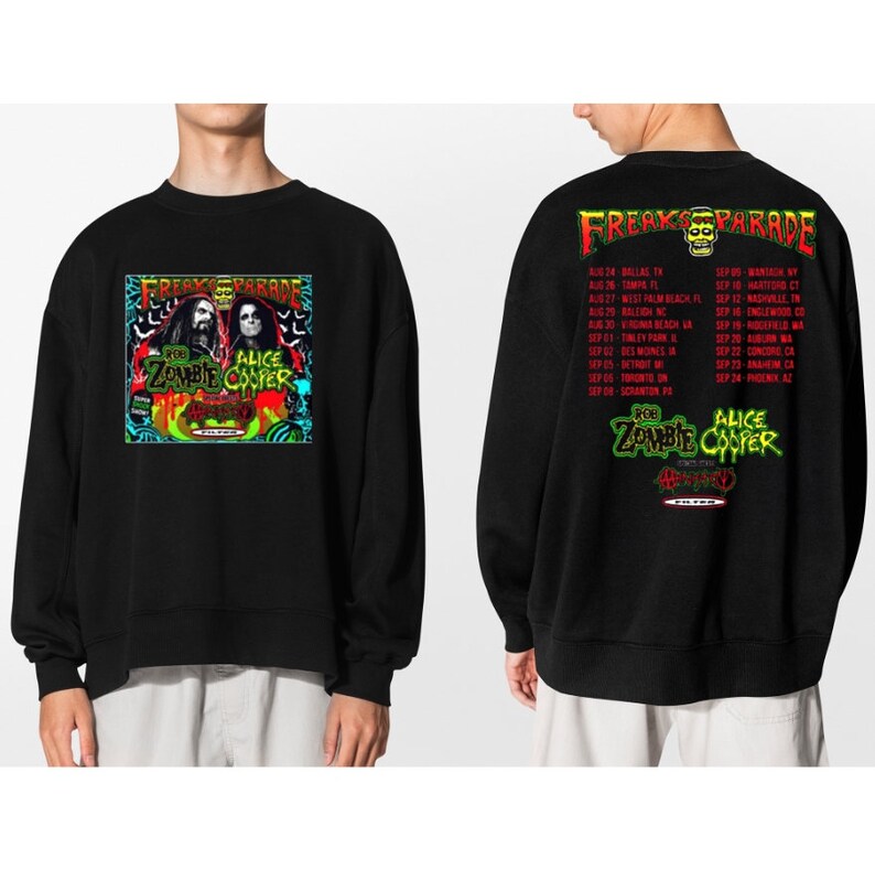 Rob Zombie Freaks On Parade Tour 2023 Shirt, Rob Zombie Alice Cooper Dates Sweatshirt, Rob Zombie Merch, 2023 Music Festival, Gift For Fan