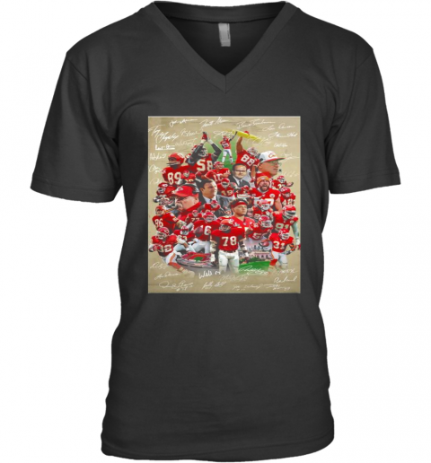 Kansas City Chiefs Super Bowl Champions Team Players V-Neck T-Shirt