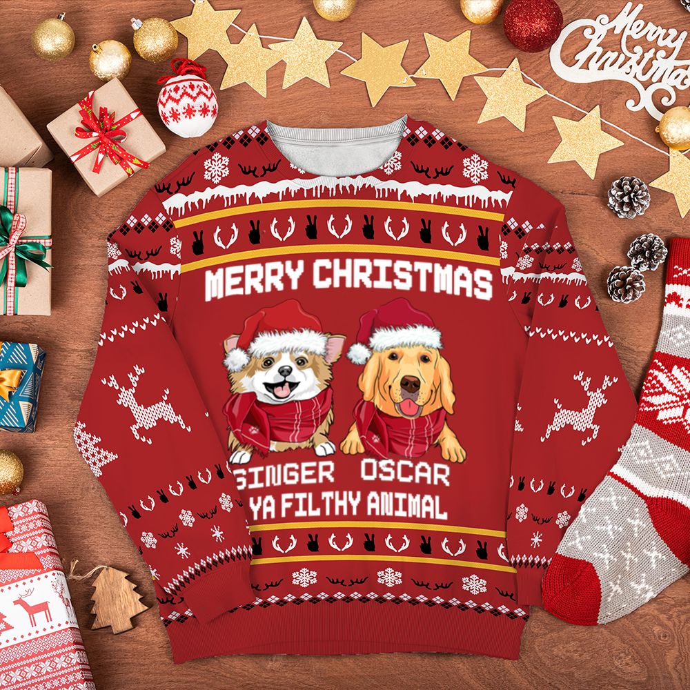 Merry Christmas Ya Filthy Animal 3D-Printed Christmas Ugly Sweatshirt Hoodie Ap536