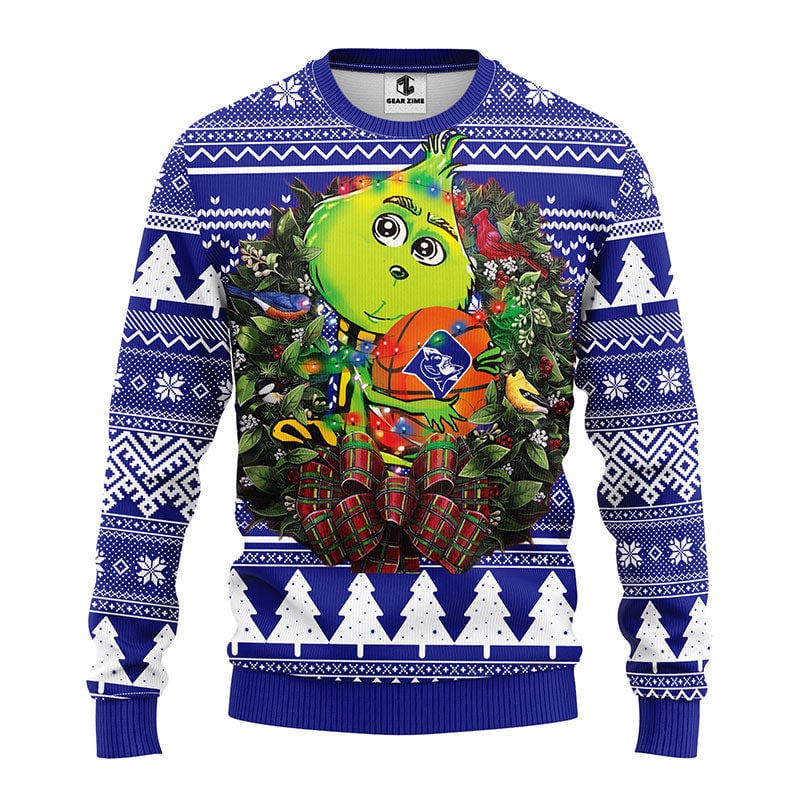 Duke Blue Devils Grinch Hug Ugly Christmas Sweater