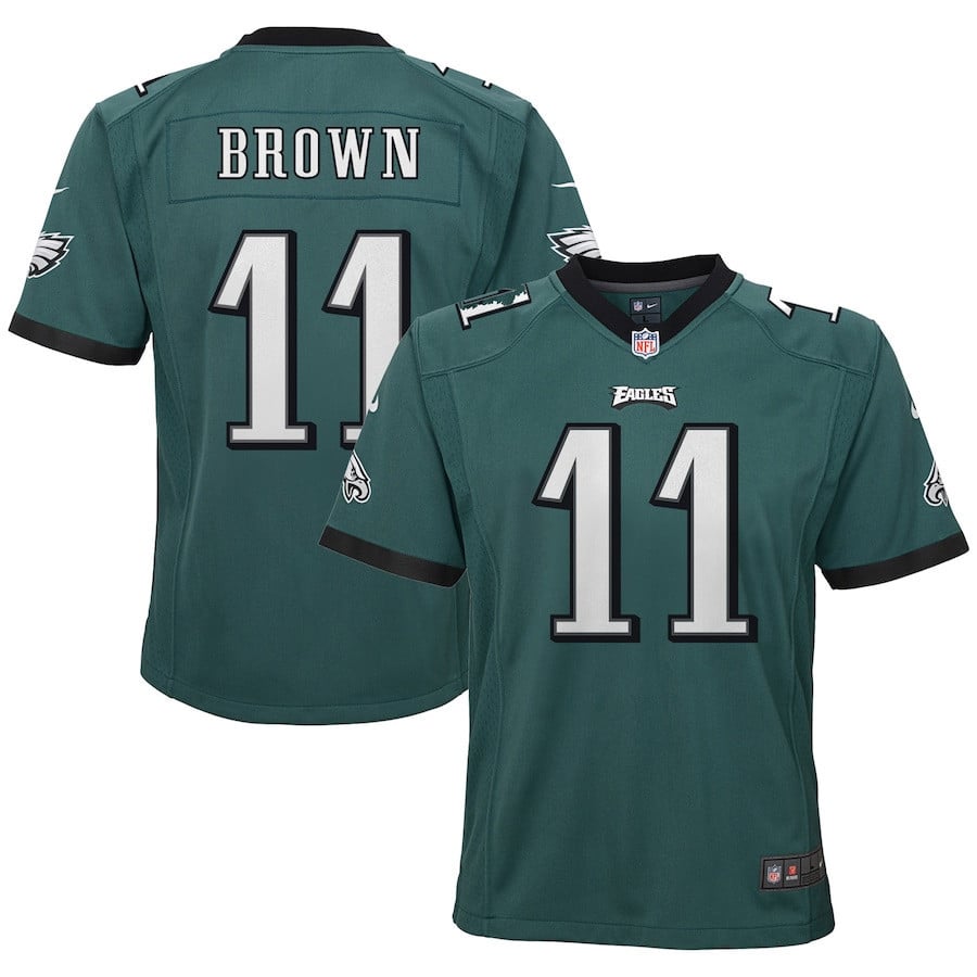 A.J. Brown 11 Philadelphia Eagles Youth Game Jersey – Green