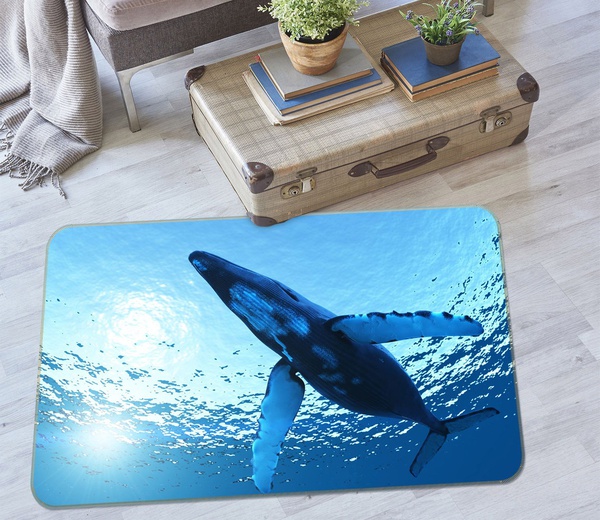 3D Biggest Whale In Clear Water Area Rug Home Decor