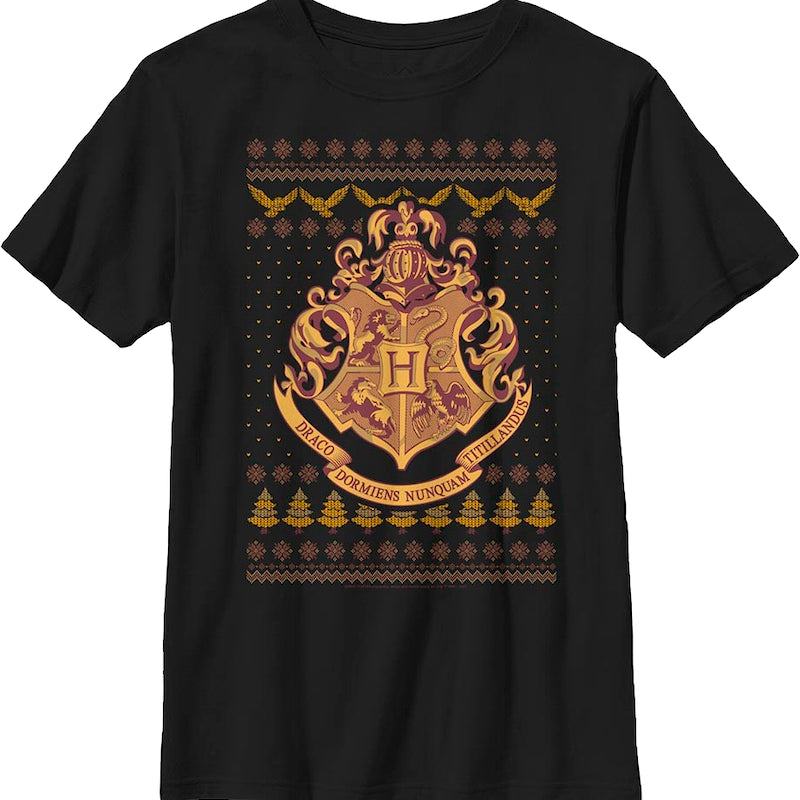 Boys Youth Hogwarts Faux Ugly Christmas Sweater Harry Potter Shirt