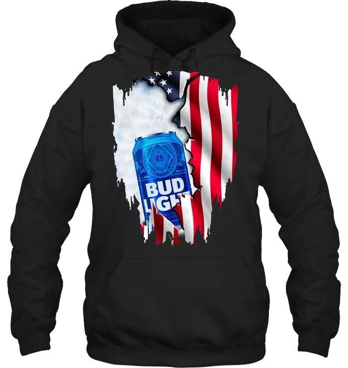 Bud Light Ripped American Flag Hoodi &hellip;