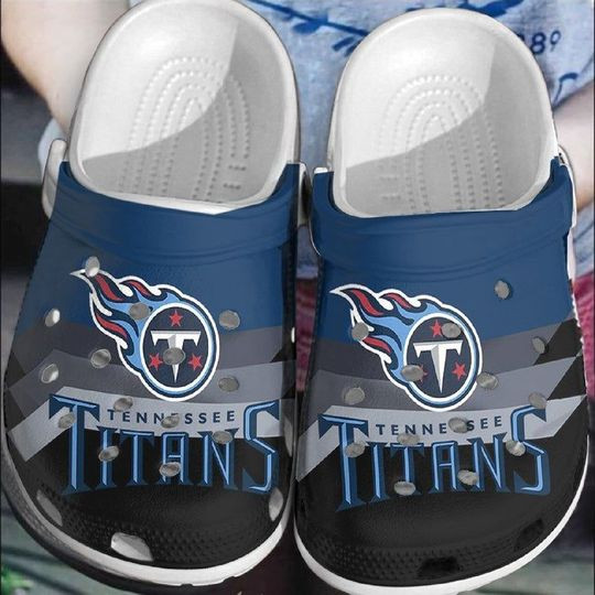 Tennessee Titans Logo Crocs Classic Clogs Shoes In Black Blue