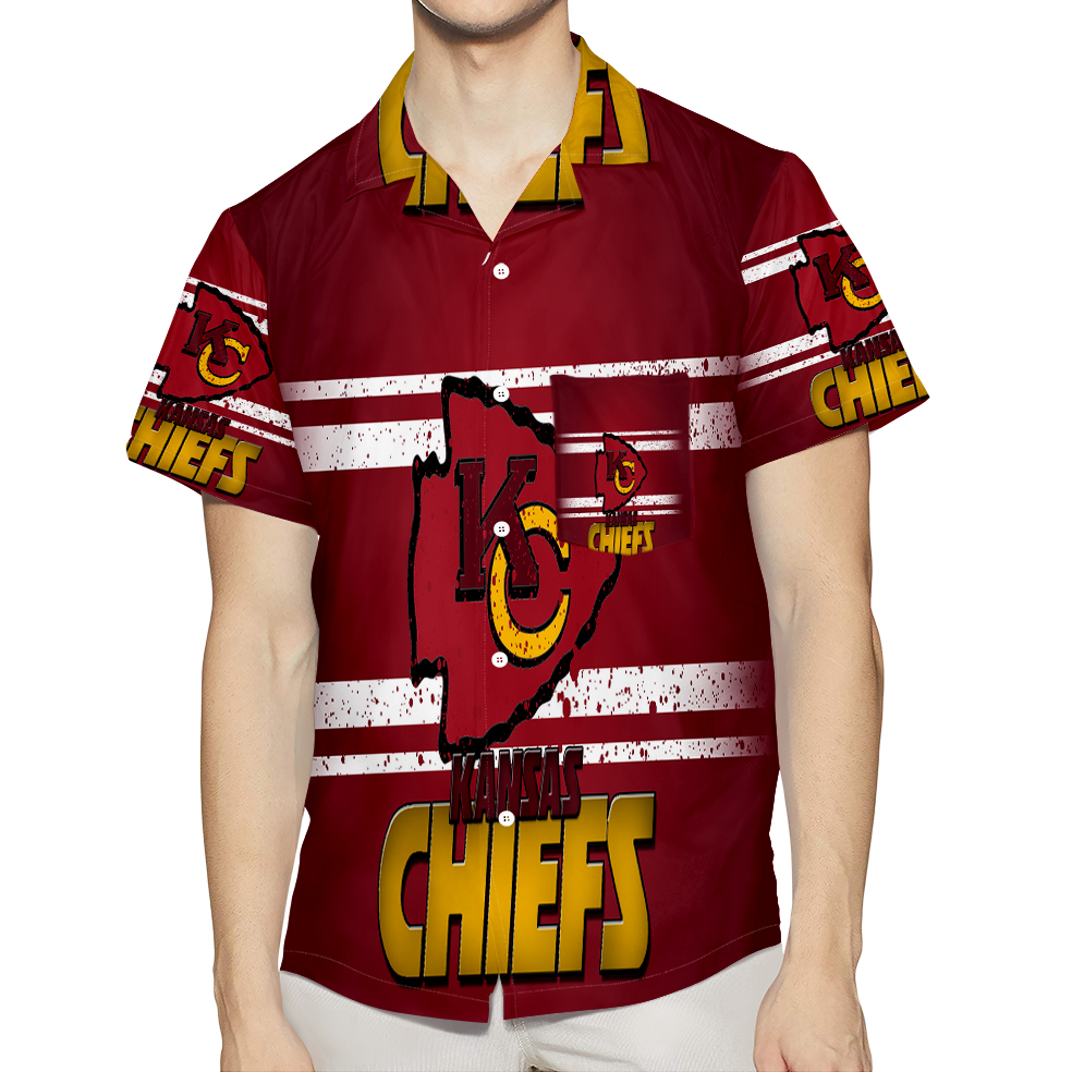 Kansas City Chiefs Emblem V1 3D All Over Print Summer Beach Hawaiian Shirt With Pocket