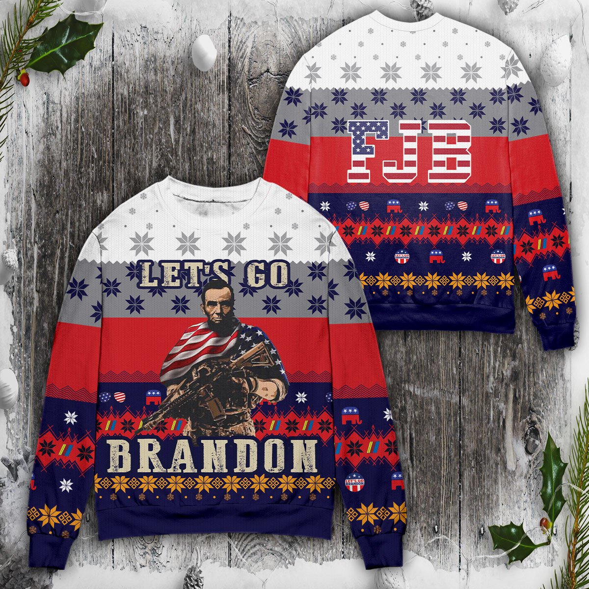 Abraham Lincoln Fjb Let’S Go Br*Don Christmas Sweater #021221Lk