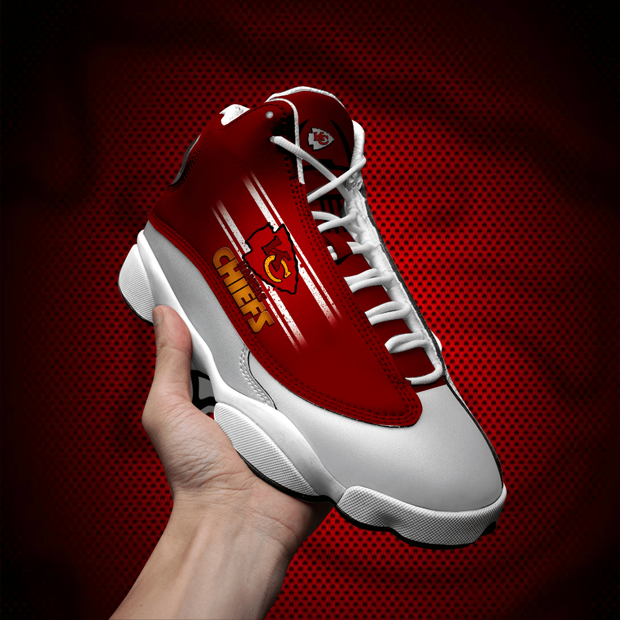 Kansas City Chiefs Red And White Air Jordan 13 Printing Shoes Sneaker