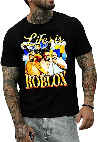 Mens Logo Print Of Dj Rapper Khaled Shirts Life Is Roblox Tshirt Golfing Let’S Go God Did T-Shirt