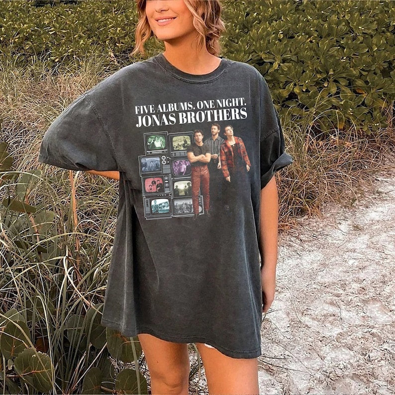 Jonas Brothers Five Albums One Night Shirt, Jonas Brothers Vintage T-Shirt, Jonas Brothers 2023 Tour Shirt