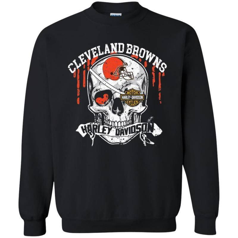 Shop Cleveland Browns Harley Davidson Skull Sweatshirt