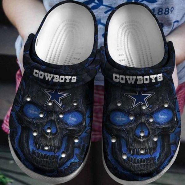 Waybackapparel Dallas Cowboys Skull 3D Crocband Clog