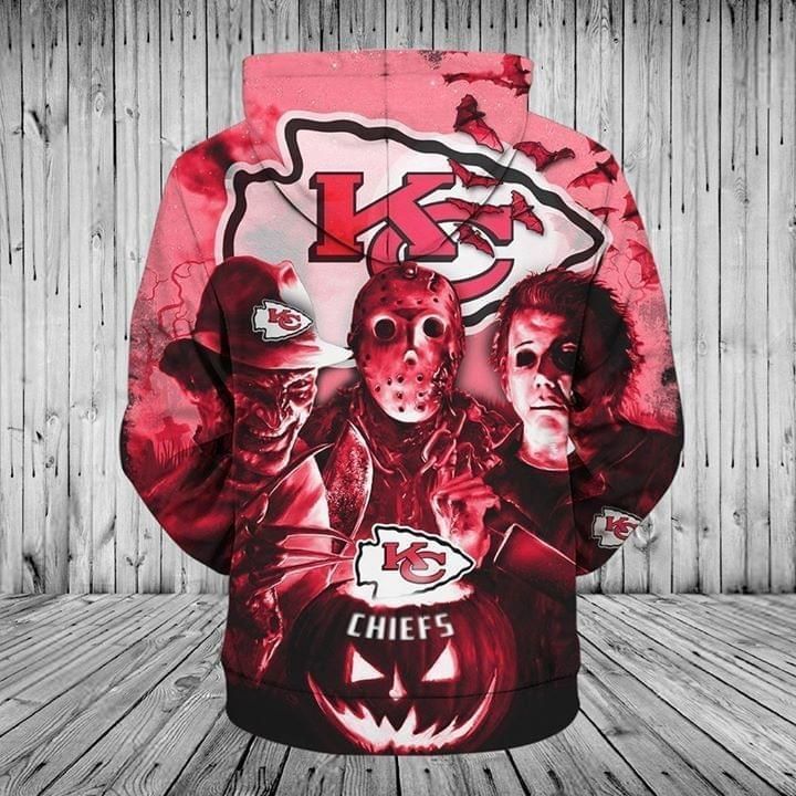 Kansas City Chiefs Halloween Horor Freddy Krueger Jason Michael Myers 3D T Shirt Hoodie Sweater