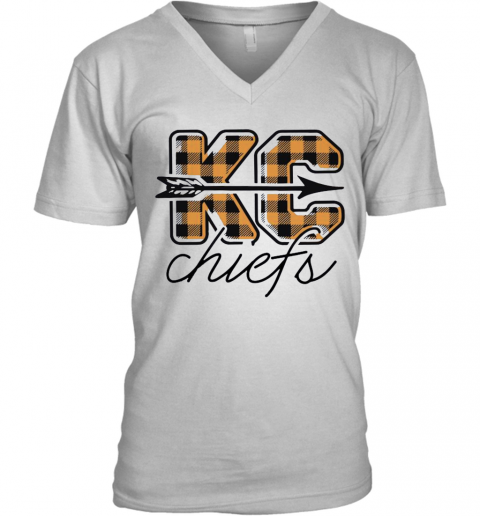 The Kansas City Chiefs Plaid 2021 V-Neck T-Shirt