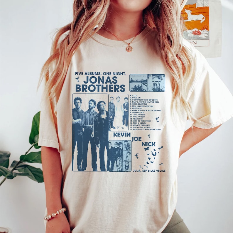 Vintage Jonas Brothers Shirt, Jonas Brothers Full Album Shirt, Jonas Brothers Tour Shirt, Five Albums One Night Tour Shirt