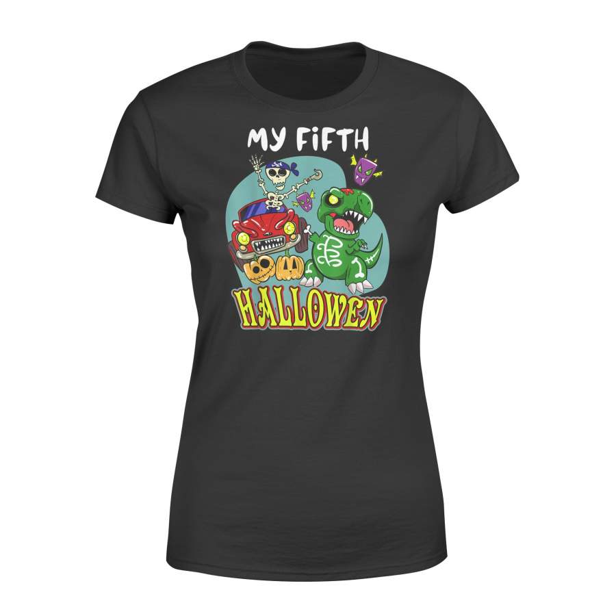 5th Birthday party my 5 fifth Halloween Baby Dinosaur tshirt – Premium Women’s T-shirt